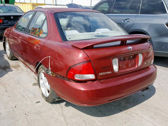 3N1AB51AX3L731418 - 2003 NISSAN SENTRA SE- BURGUNDY photo 3