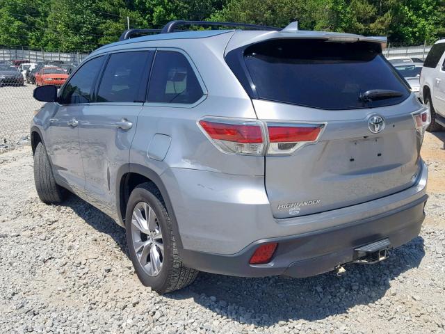 5TDKKRFH8ES035166 - 2014 TOYOTA HIGHLANDER SILVER photo 3