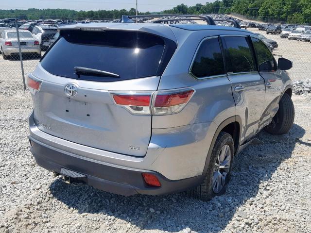 5TDKKRFH8ES035166 - 2014 TOYOTA HIGHLANDER SILVER photo 4