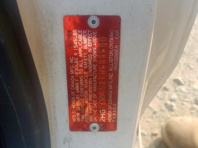 2HGED6452KH533566 - 1989 HONDA CIVIC DX WHITE photo 10