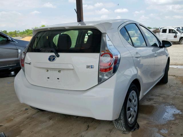 JTDKDTB36D1038189 - 2013 TOYOTA PRIUS C WHITE photo 4