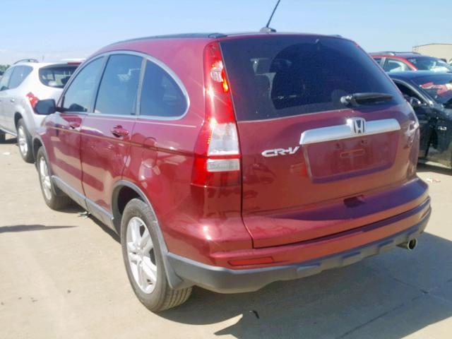 5J6RE3H78BL001128 - 2011 HONDA CR-V EXL BURGUNDY photo 3