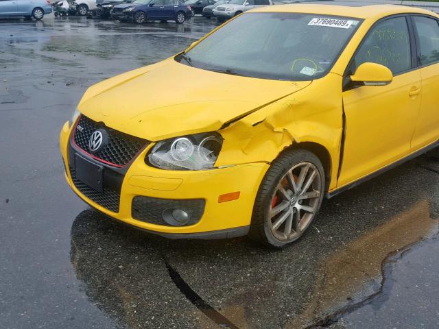 3VWWJ71K47M176201 - 2007 VOLKSWAGEN JETTA GLI YELLOW photo 9