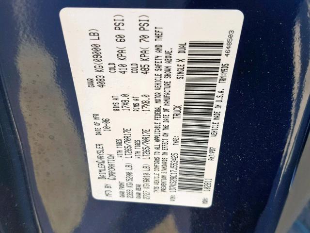 1D7KS28C17J553425 - 2007 DODGE RAM 2500 S BLUE photo 10