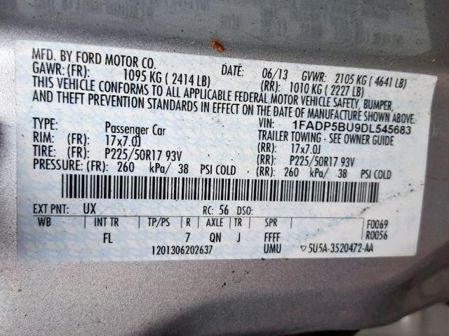 1FADP5BU9DL545683 - 2013 FORD C-MAX SEL SILVER photo 10