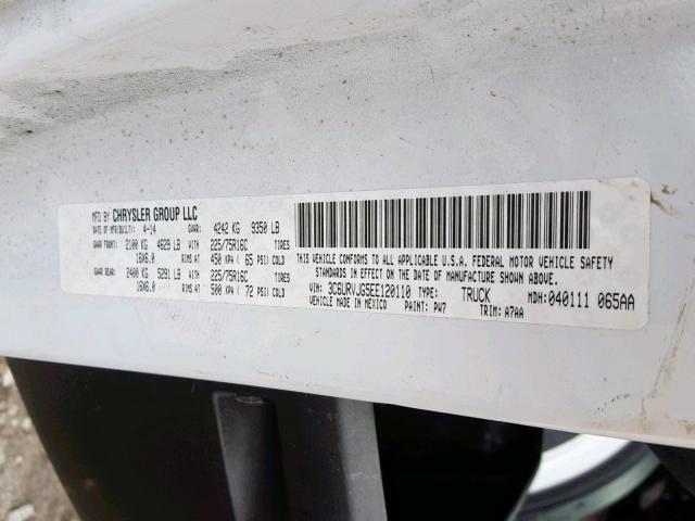 3C6URVJG5EE120110 - 2014 RAM PROMASTER 白色 照片 10