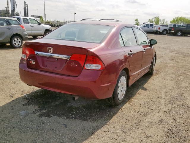 2HGFA16299H017203 - 2009 HONDA CIVIC DX RED photo 4