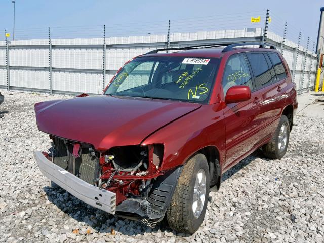 JTEGP21A560113931 - 2006 TOYOTA HIGHLANDER RED photo 2