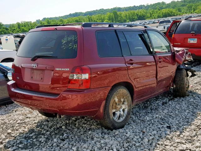 JTEGP21A560113931 - 2006 TOYOTA HIGHLANDER RED photo 4