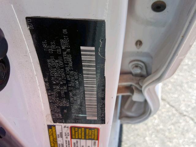 5TFJU4GN1DX047830 - 2013 TOYOTA TACOMA DOU WHITE photo 10