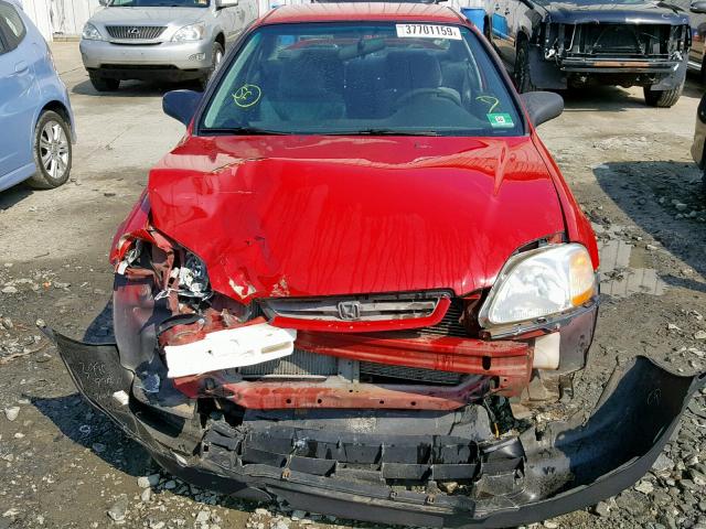 1HGEJ6225WL075502 - 1998 HONDA CIVIC DX RED photo 9