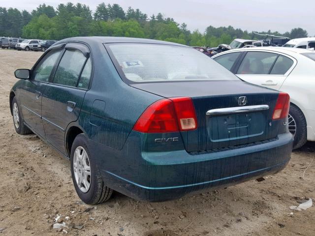 2HGES16501H509044 - 2001 HONDA CIVIC LX GREEN photo 3