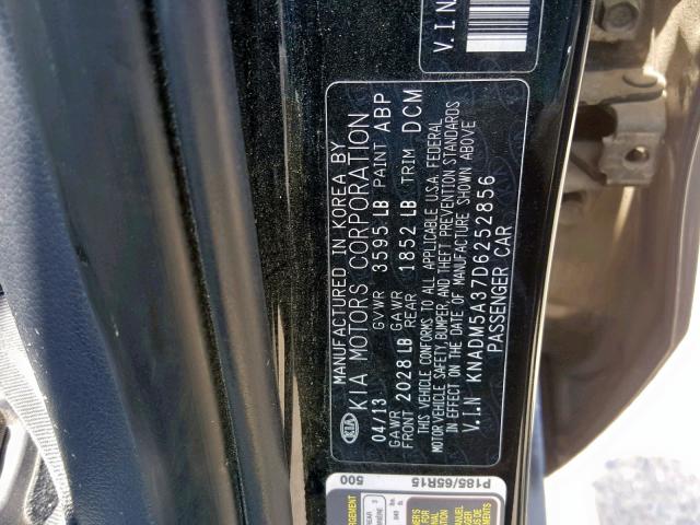 KNADM5A37D6252856 - 2013 KIA RIO LX BLACK photo 10