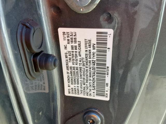 5J6YH2H7XAL001482 - 2010 HONDA ELEMENT EX GRAY photo 10