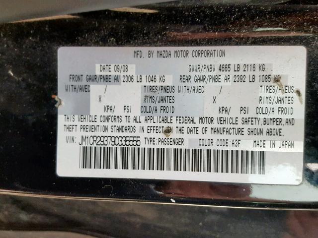 JM1CR293790335555 - 2009 MAZDA 5 BLACK photo 10