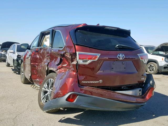 5TDKKRFH7GS163045 - 2016 TOYOTA HIGHLANDER RED photo 3