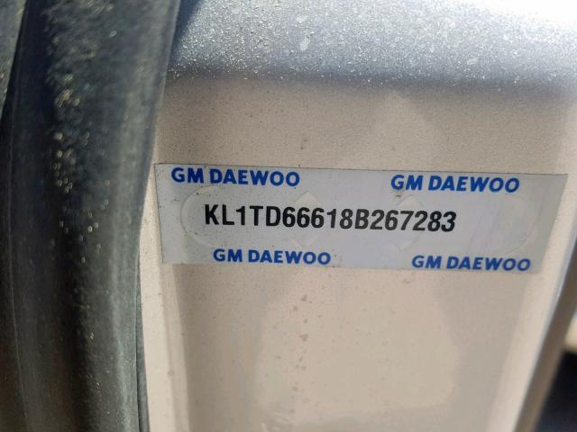 KL1TD66618B267283 - 2008 CHEVROLET AVEO BASE Gümüş foto 10