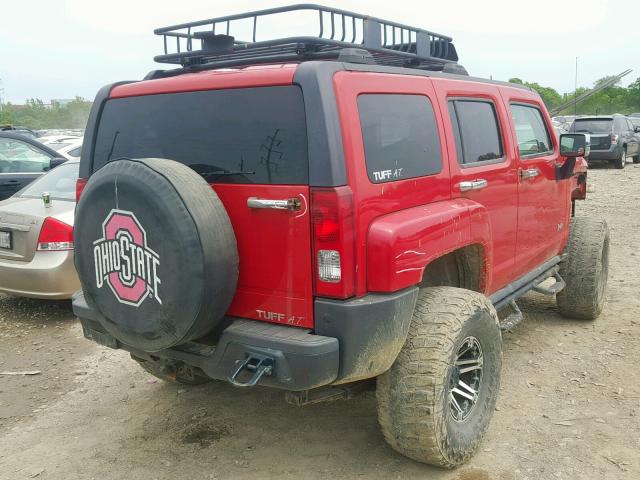 5GTDN13EX78195979 - 2007 HUMMER H3 RED photo 4