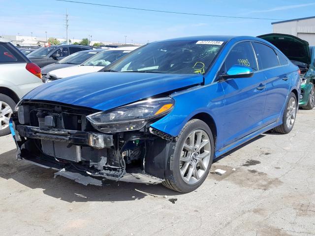 5NPE34AB4JH633979 - 2018 HYUNDAI SONATA SPO BLUE photo 2