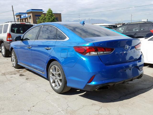 5NPE34AB4JH633979 - 2018 HYUNDAI SONATA SPO BLUE photo 3