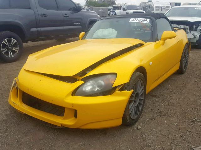 JHMAP21404S001221 - 2004 HONDA S2000 YELLOW photo 2