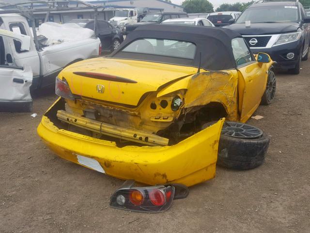 JHMAP21404S001221 - 2004 HONDA S2000 YELLOW photo 4