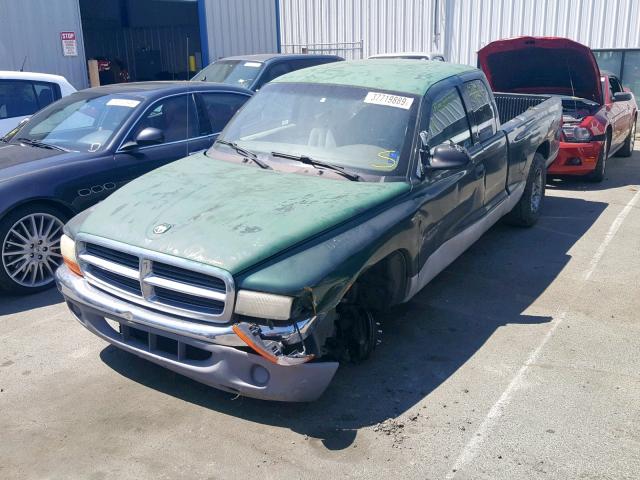 1B7GL22X31S297847 - 2001 DODGE DAKOTA GREEN photo 2