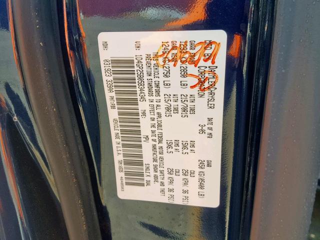 1D4GP25B05B344345 - 2005 DODGE CARAVAN SE BLUE photo 10