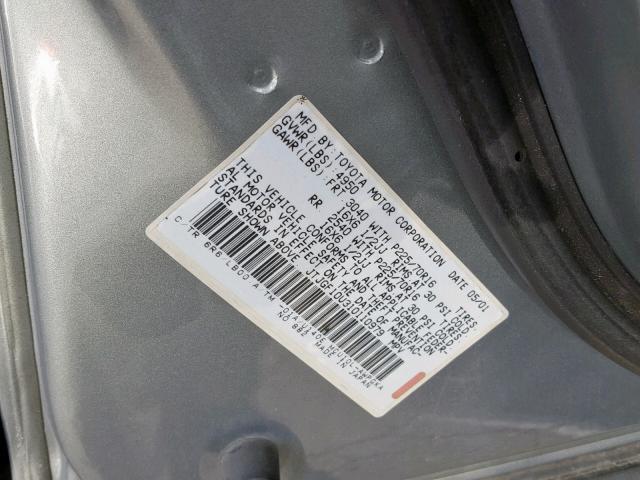 JTJGF10U310110979 - 2001 LEXUS RX 300 GRAY photo 10