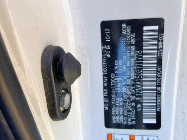 JF1ZNAA15D2711778 - 2013 TOYOTA SCION FR-S WHITE photo 10