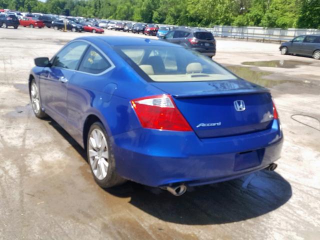 1HGCS22888A010210 - 2008 HONDA ACCORD EXL BLUE photo 3