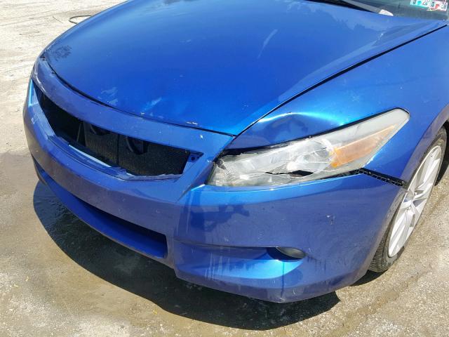 1HGCS22888A010210 - 2008 HONDA ACCORD EXL BLUE photo 9