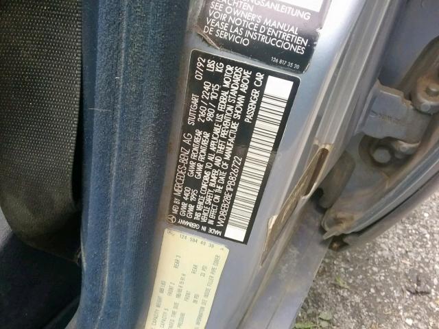 WDBEB28E1PB826722 - 1993 MERCEDES-BENZ 300 D BLUE photo 10