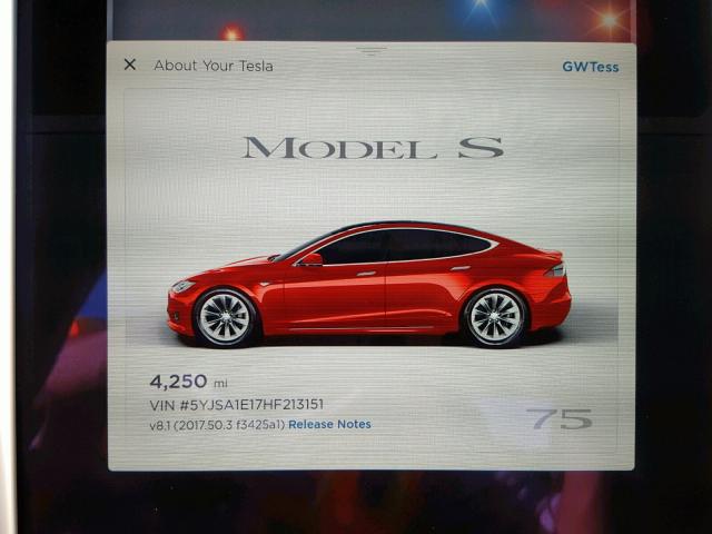 5YJSA1E17HF213151 - 2017 TESLA MODEL S RED photo 8