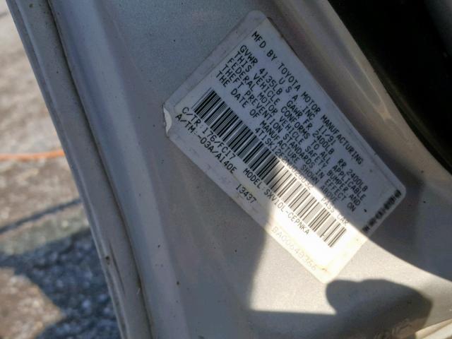 4T1SK12E2NU026032 - 1992 TOYOTA CAMRY LE SILVER photo 10