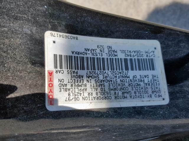 JT2AC52L7V0279267 - 1997 TOYOTA TERCEL CE BLACK photo 10