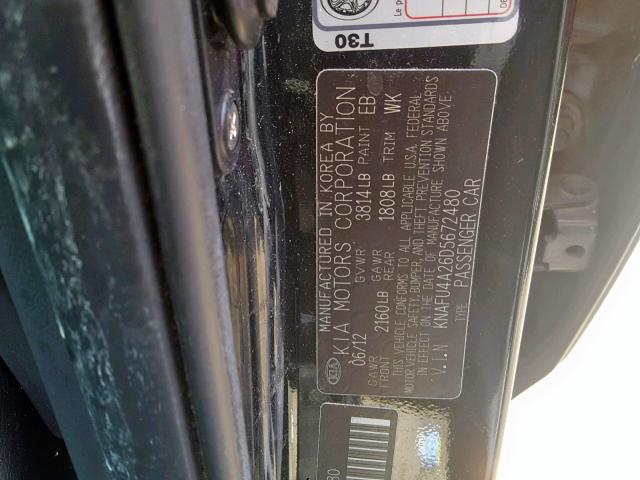 KNAFU4A26D5672480 - 2013 KIA FORTE EX BLACK photo 10