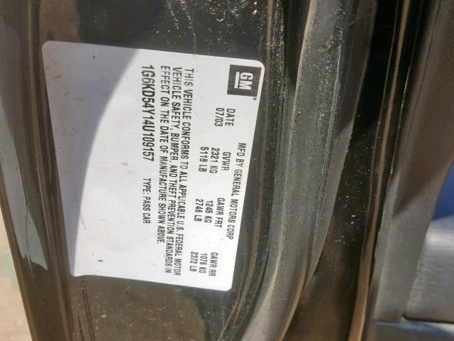 1G6KD54Y14U109157 - 2004 CADILLAC DEVILLE BLACK photo 10