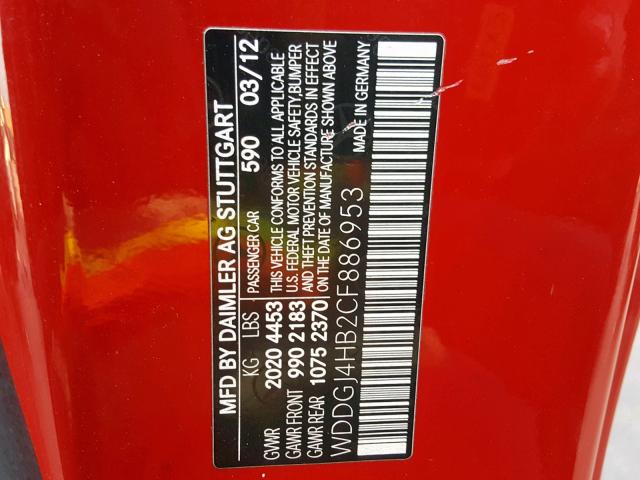 WDDGJ4HB2CF886953 - 2012 MERCEDES-BENZ C 250 RED photo 10