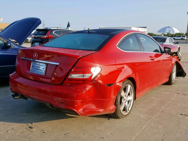 WDDGJ4HB2CF886953 - 2012 MERCEDES-BENZ C 250 RED photo 4