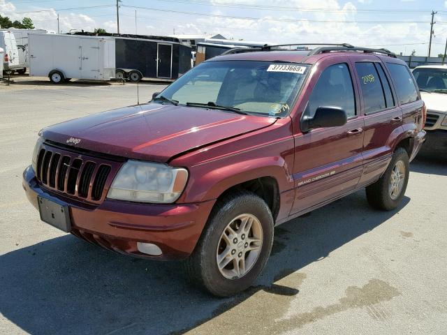 1J4GW68N0XC638168 - 1999 JEEP GRAND CHER MAROON photo 2