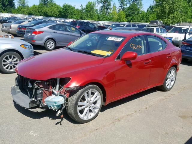 JTHBK262062010207 - 2006 LEXUS IS 250 RED photo 2