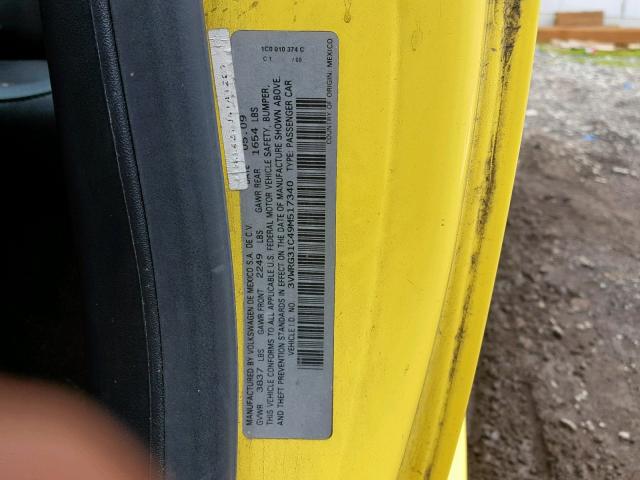 3VWRG31C49M517340 - 2009 VOLKSWAGEN NEW BEETLE ყვითელი ფოტო 10