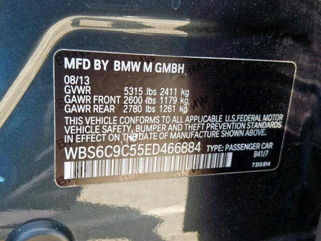 WBS6C9C55ED466884 - 2014 BMW M6 GRAN CO CHARCOAL photo 10