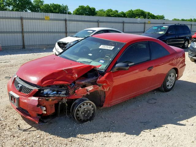 1HGEM22125L000567 - 2005 HONDA CIVIC DX V RED photo 2