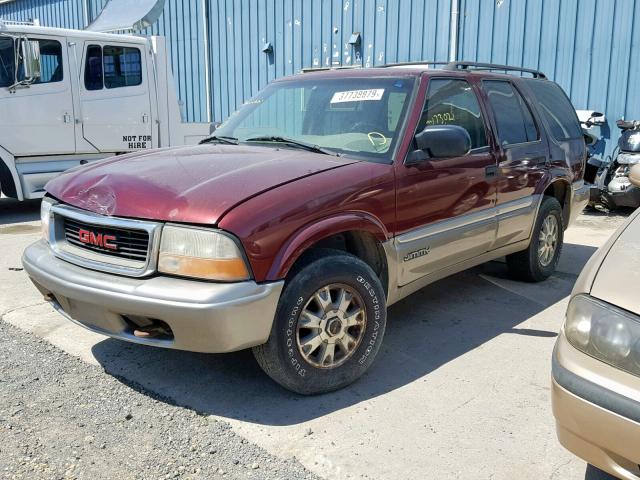 1GKDT13W812211794 - 2001 GMC JIMMY BURGUNDY photo 2