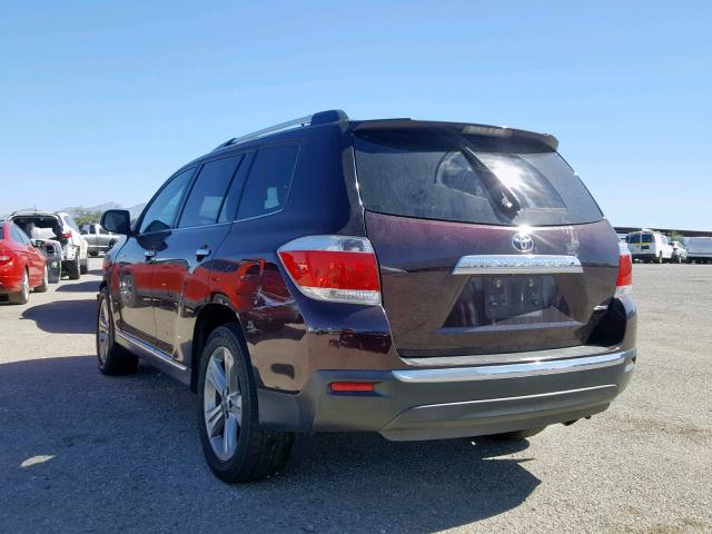 5TDDK3EH6BS071327 - 2011 TOYOTA HIGHLANDER BURGUNDY photo 3