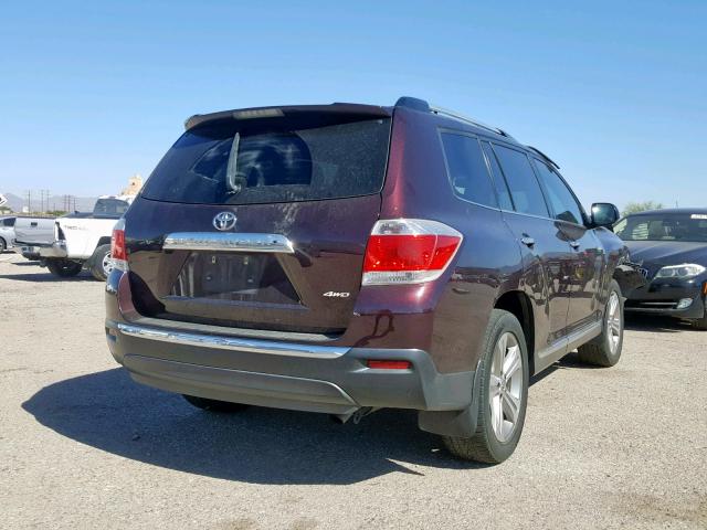 5TDDK3EH6BS071327 - 2011 TOYOTA HIGHLANDER BURGUNDY photo 4