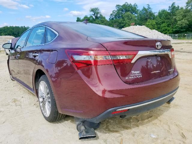 4T1BK1EB1GU197035 - 2016 TOYOTA AVALON XLE RED photo 3