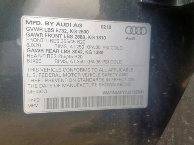 WA1A4AFY7J2132541 - 2018 AUDI SQ5 PREMIU GRAY photo 10